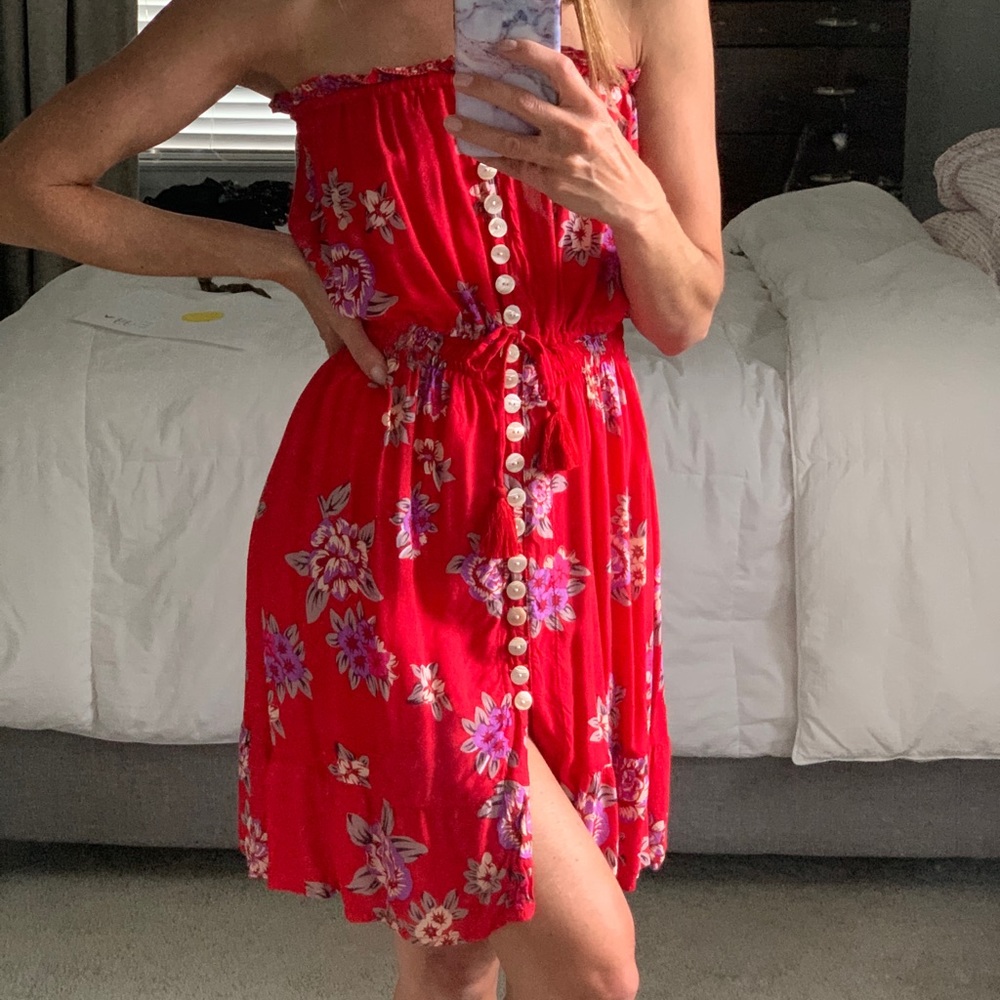 Strapless Mini Dress/Swim Cover OS